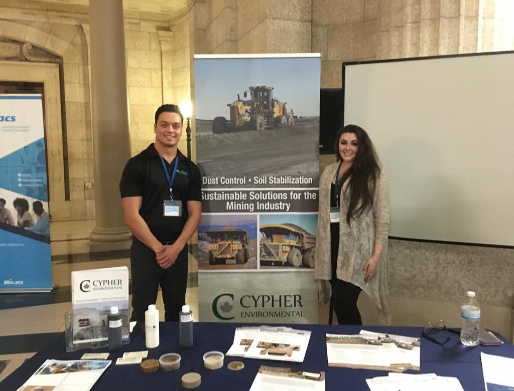 Riley Cram and Teaghan Wellman attend research event at the Manitoba Legislature. 