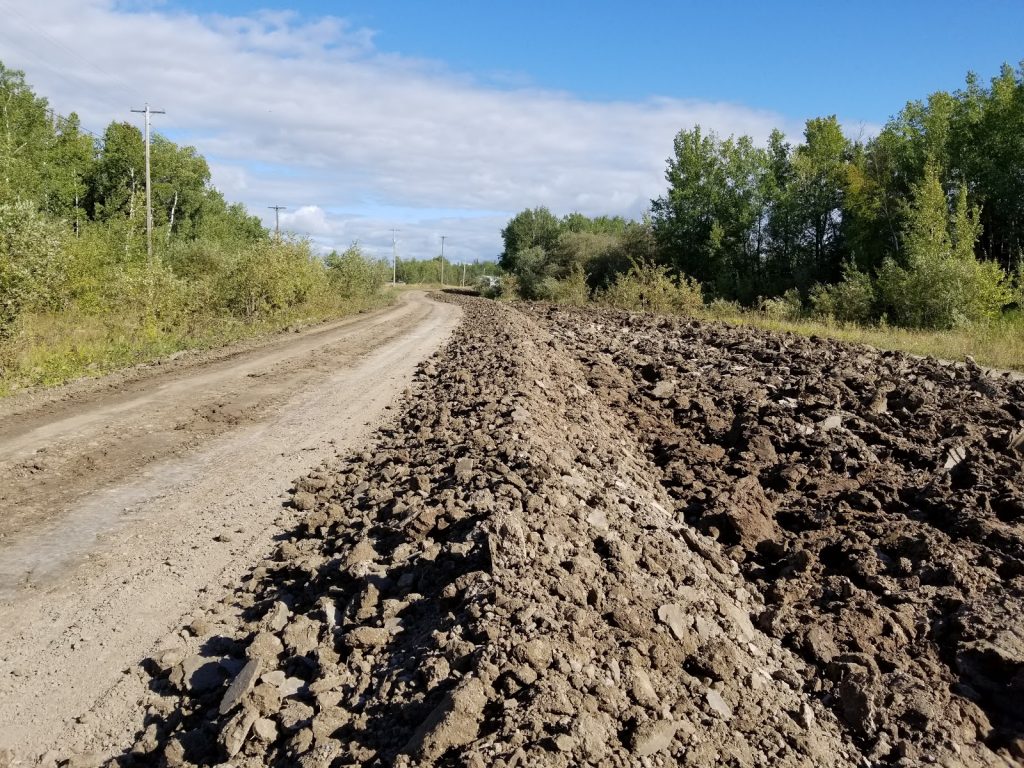 Scarified road, ready for soil stabilization road construction